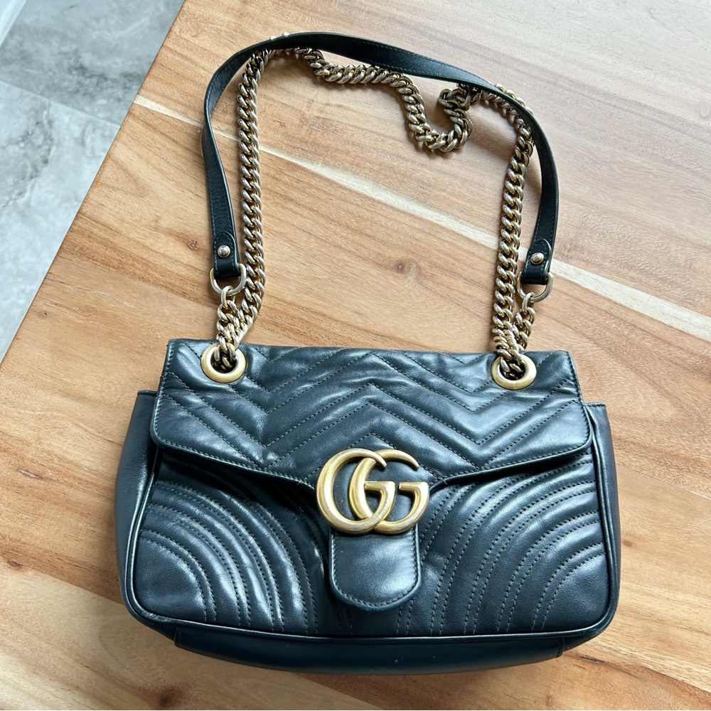 Authentic Gucci GG Marmont Small Shoulder Bag Black - Picture 1 of 16